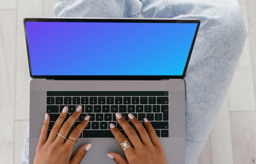 MacBook Air mockup in use on a lady’s lap