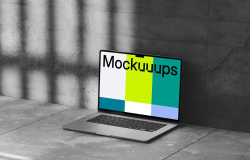 MacBook Air mockup on a concrete surface
