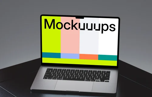 MacBook Air mockup on a modern dark surface