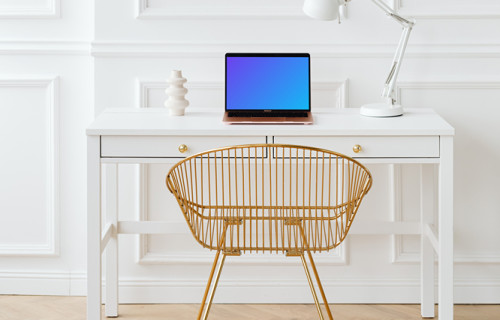 MacBook Air mockup on a white desk