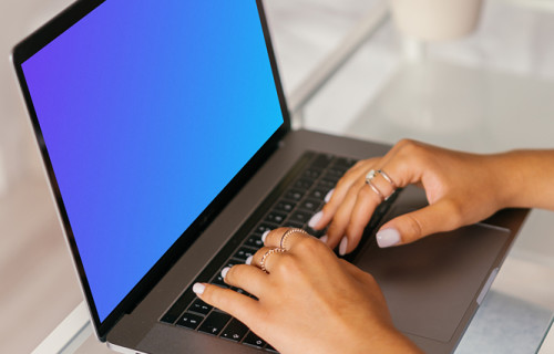 MacBook Air mockup showing a user typing