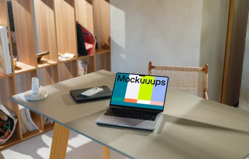 MacBook Pro 14 Mockup on Modern Office Desk