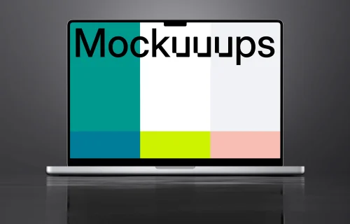 MacBook Pro 16-inch mockup on dark reflective surface