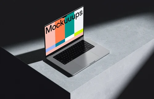 MacBook Pro 16 inch mockup with dramatic lighting