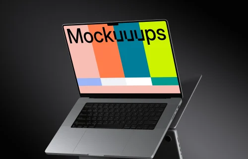 MacBook Pro 16 mockup with elegant dark background