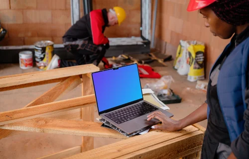 MacBook Pro in the construction area