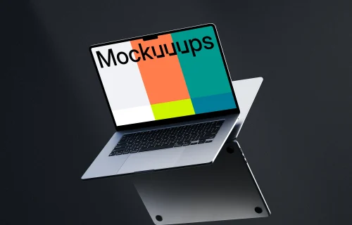mockup do MacBook Pro flutuando no ar