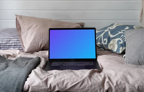 MacBook Pro mockup in a cozy bedroom