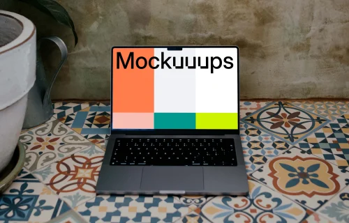MacBook Pro mockup on a mat
