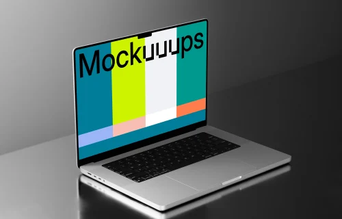 MacBook Pro Mockup on a sleek dark desk