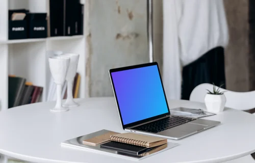 MacBook Pro mockup on a work desk