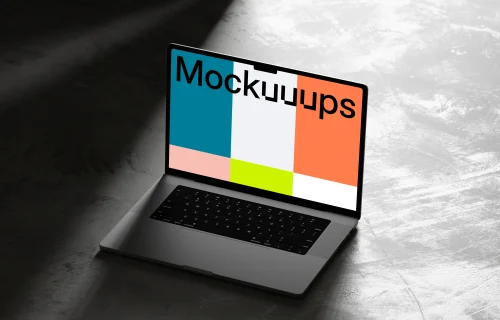 MacBook Pro mockup on textured rock surface