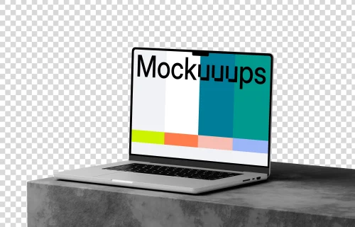 MacBook Pro mockup on textured stone platform