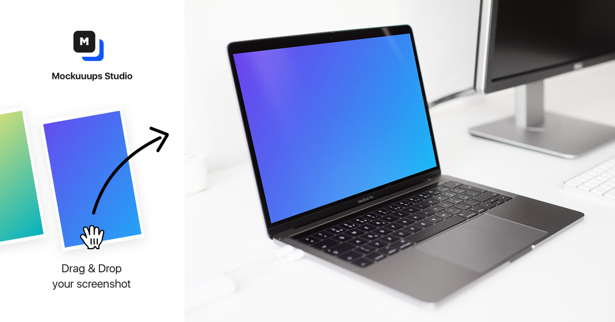 Download Macbook Pro mockup on the white table - Mockuuups Studio