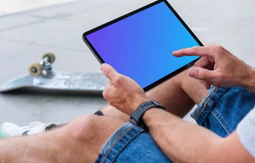 Male hand pointing on the iPad Air mockup
