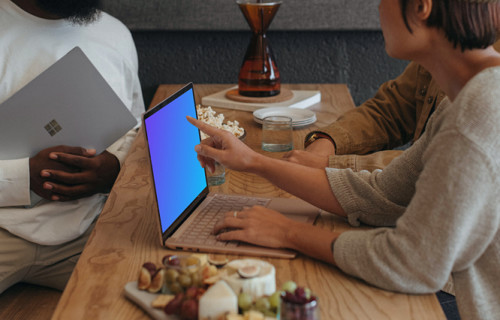 Microsoft Surface laptop mockup with multiple users