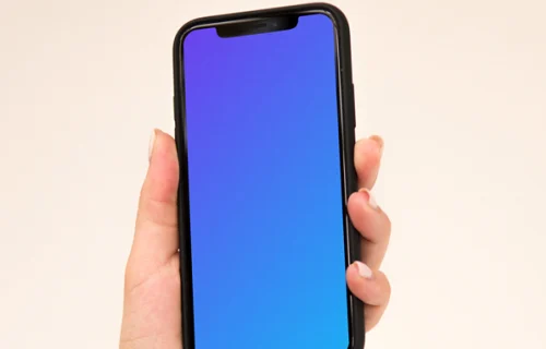 Minimalist iPhone mockup in a user’s hand
