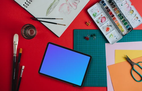 Mockup of tablet placed on the student desk