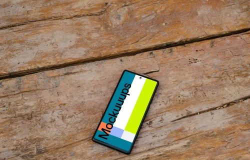 Pixel 6 mockup on an old wooden table