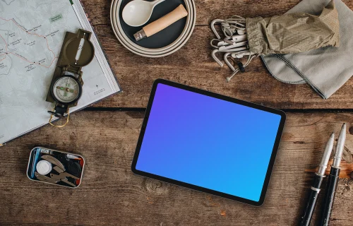 Planning a trip on a tablet mockup
