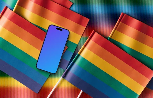 Smartphone mockup on a rainbow table