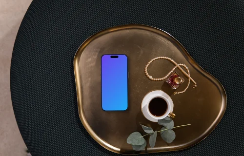 Smartphone mockup on elegant office desk