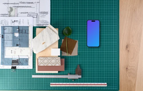 Smartphone mockup with architect's planning tools