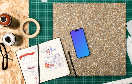 Smartphone mockup with architectural sketching tools