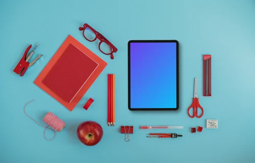 Tablet mockup on the blue background