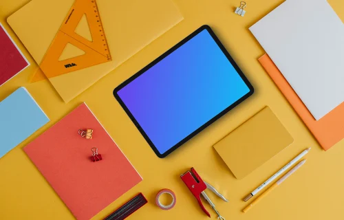 Tablet mockup on the yellow background