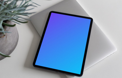 Tablet mockup on top of the MacBook