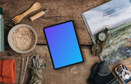 Tablet mockup while planning a journey