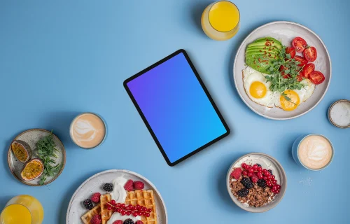 Tablet mockup with breakfast menu