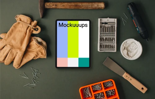 Tablet with a whole range of equipment for the workshop