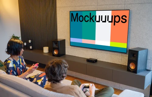 Television mockup for gaming with modern decor