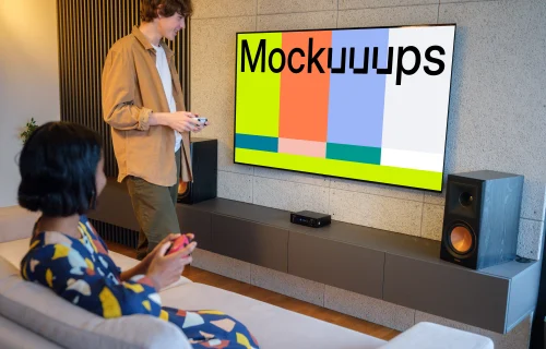 Television mockup in a modern living room