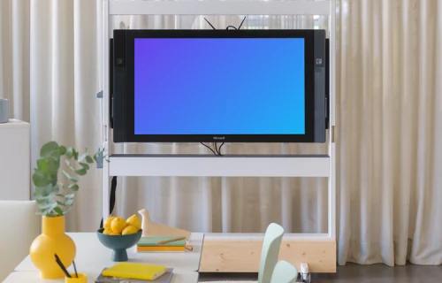 Television mockup in bright living room