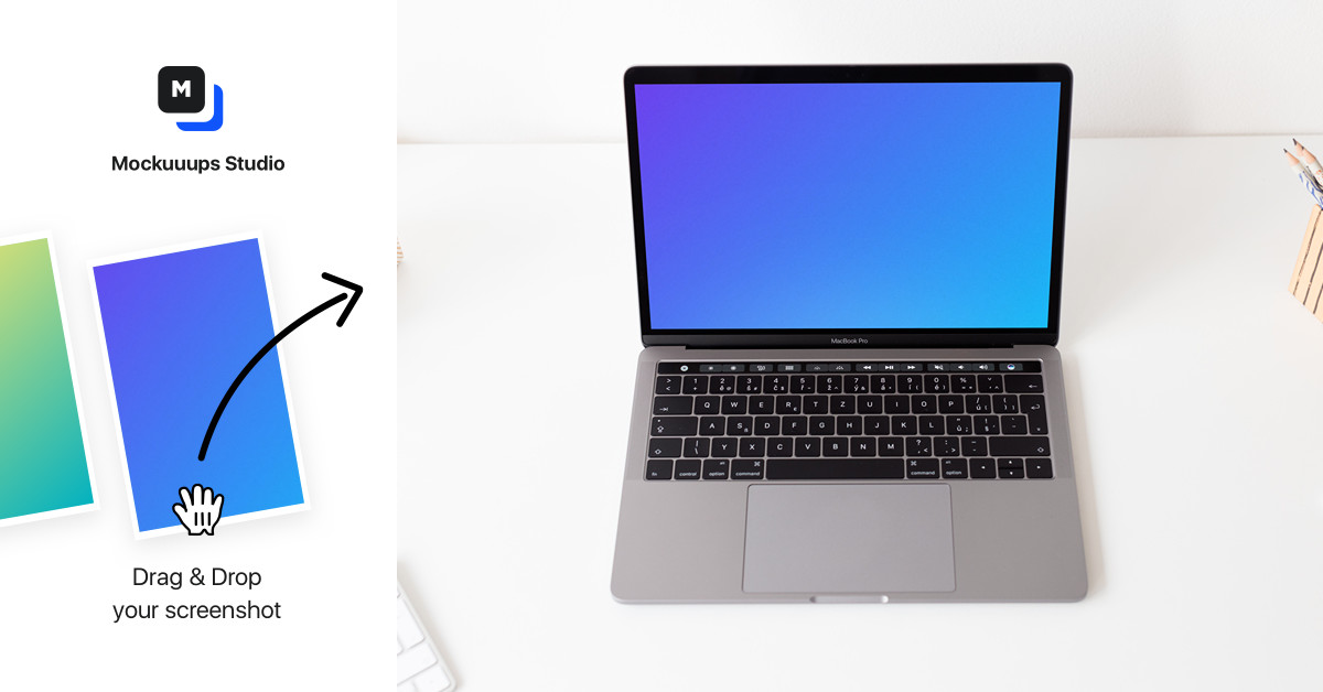 Download Top view mockup of the Macbook Pro with touch bar - Mockuuups Studio