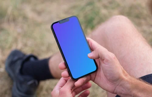 Trail runner typing on smartphone mockup