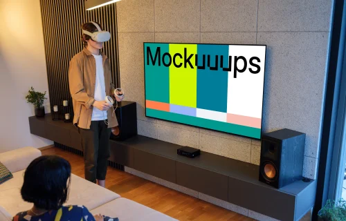 TV mockup in modern gaming setup