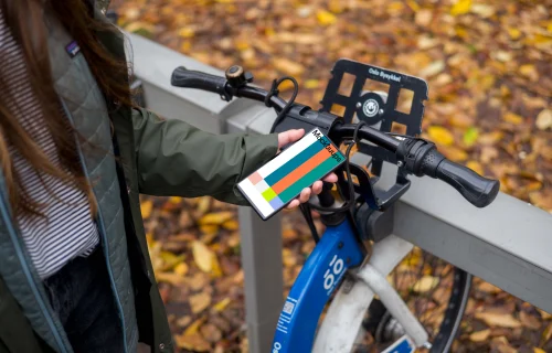 Unlocking bike with Google Pixel 6 mockup