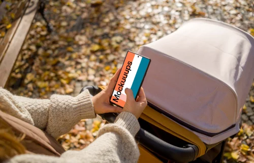 Woman typing on a Google Pixel 6 mockup
