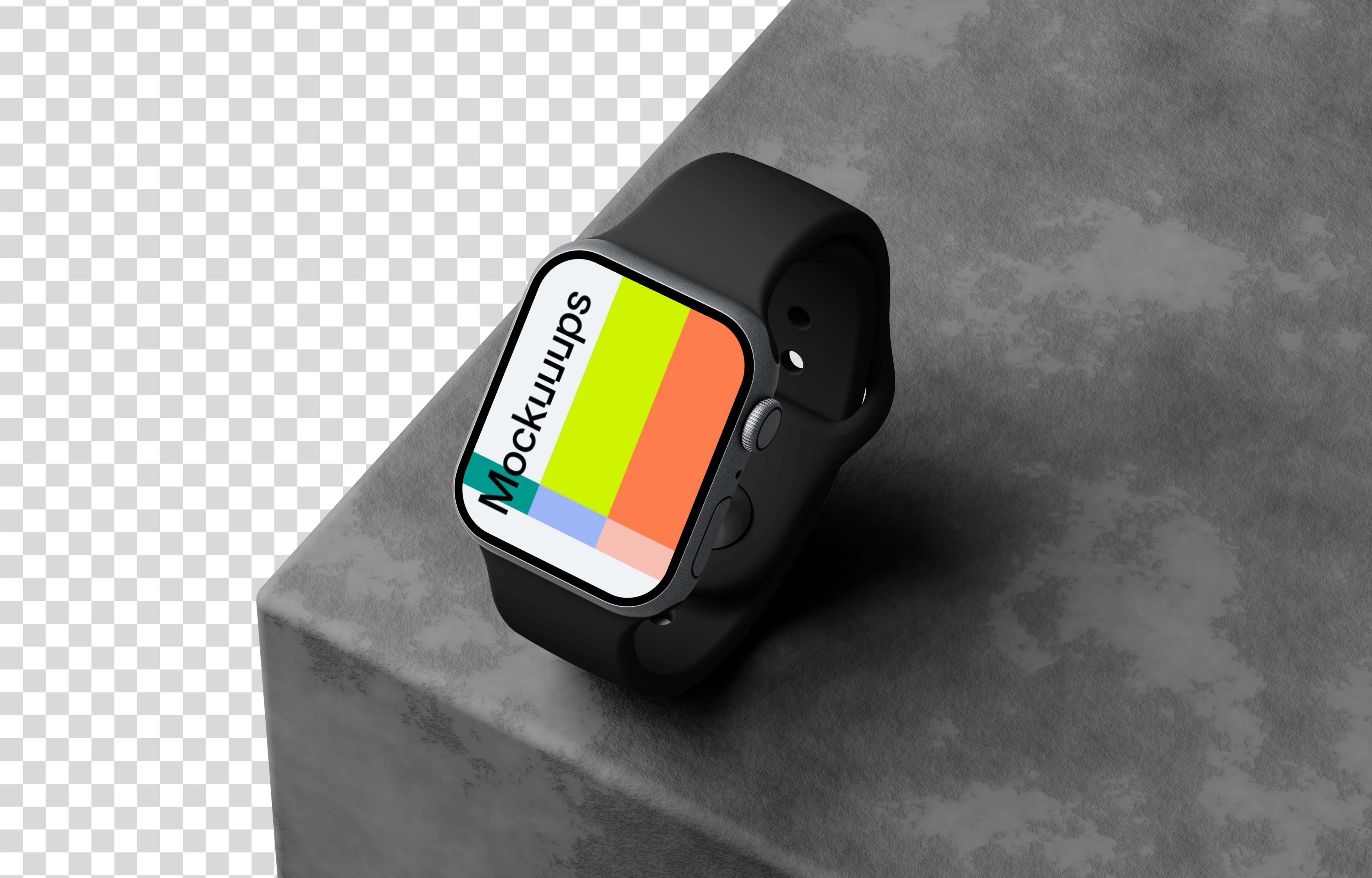 Apple Watch mockup on textured stone