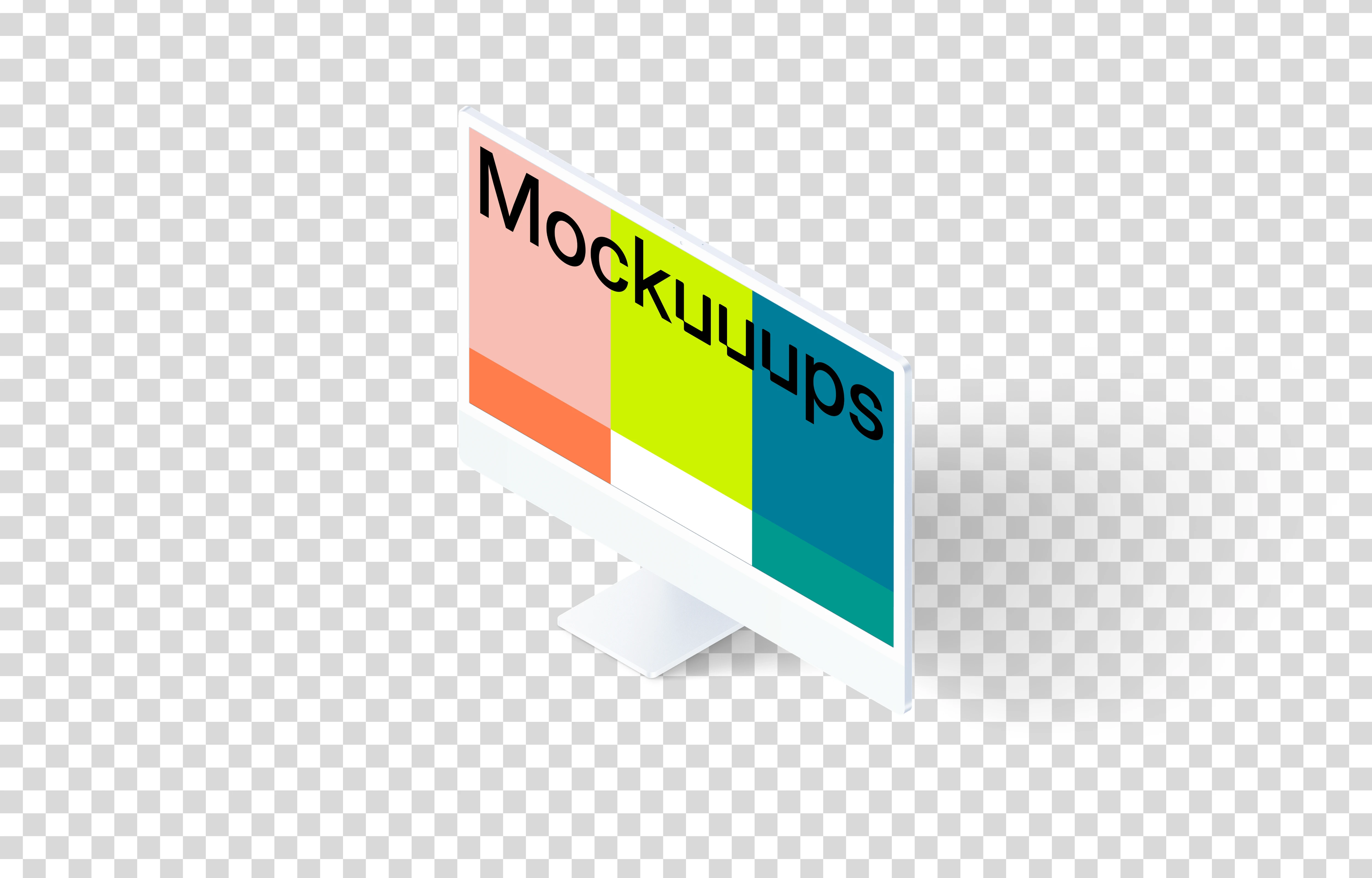Clay iMac 24“ Mockup - Isometric Right (Floor Shadow)
