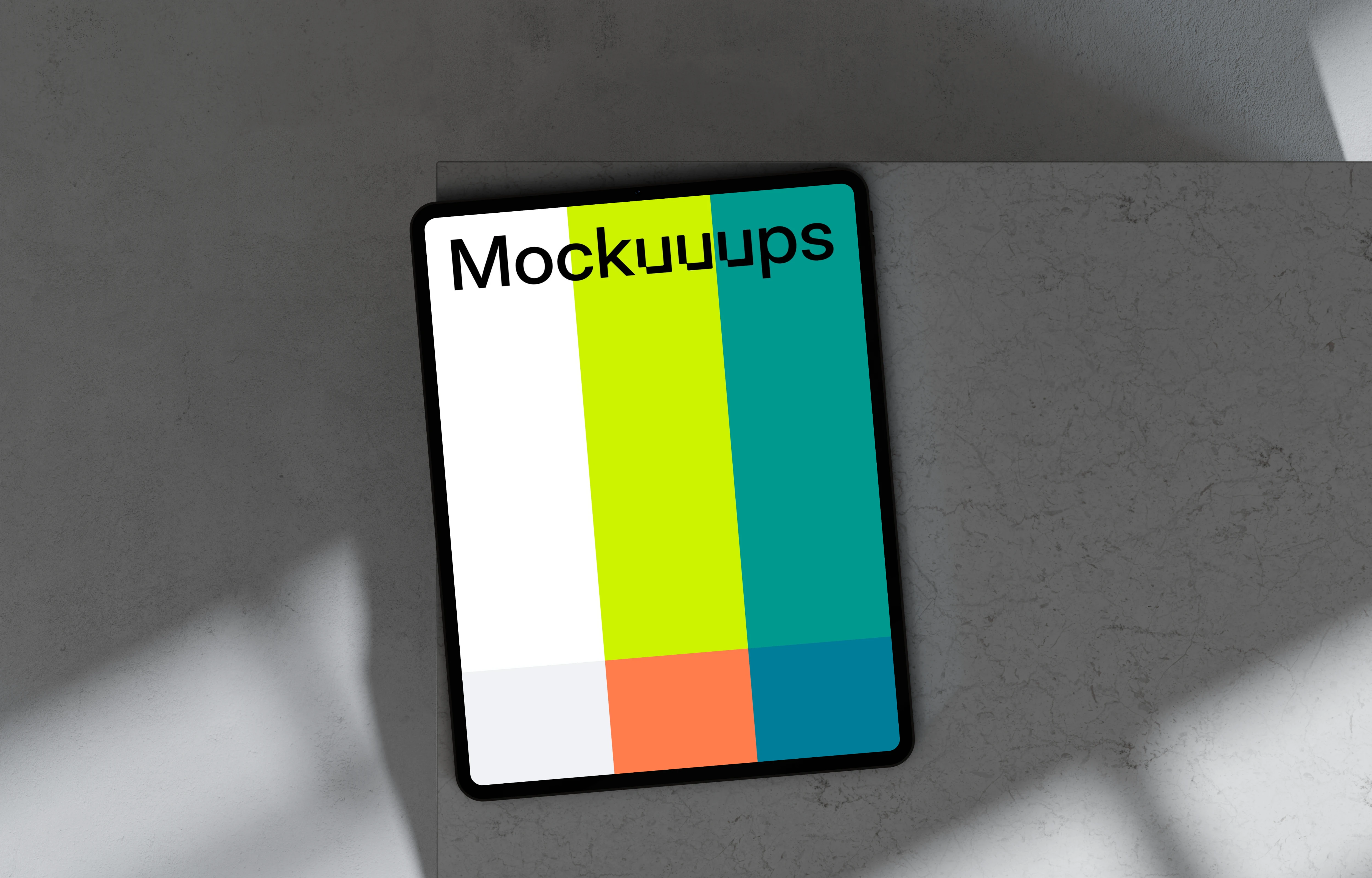 iPad Pro mockup on marble surface with shadows