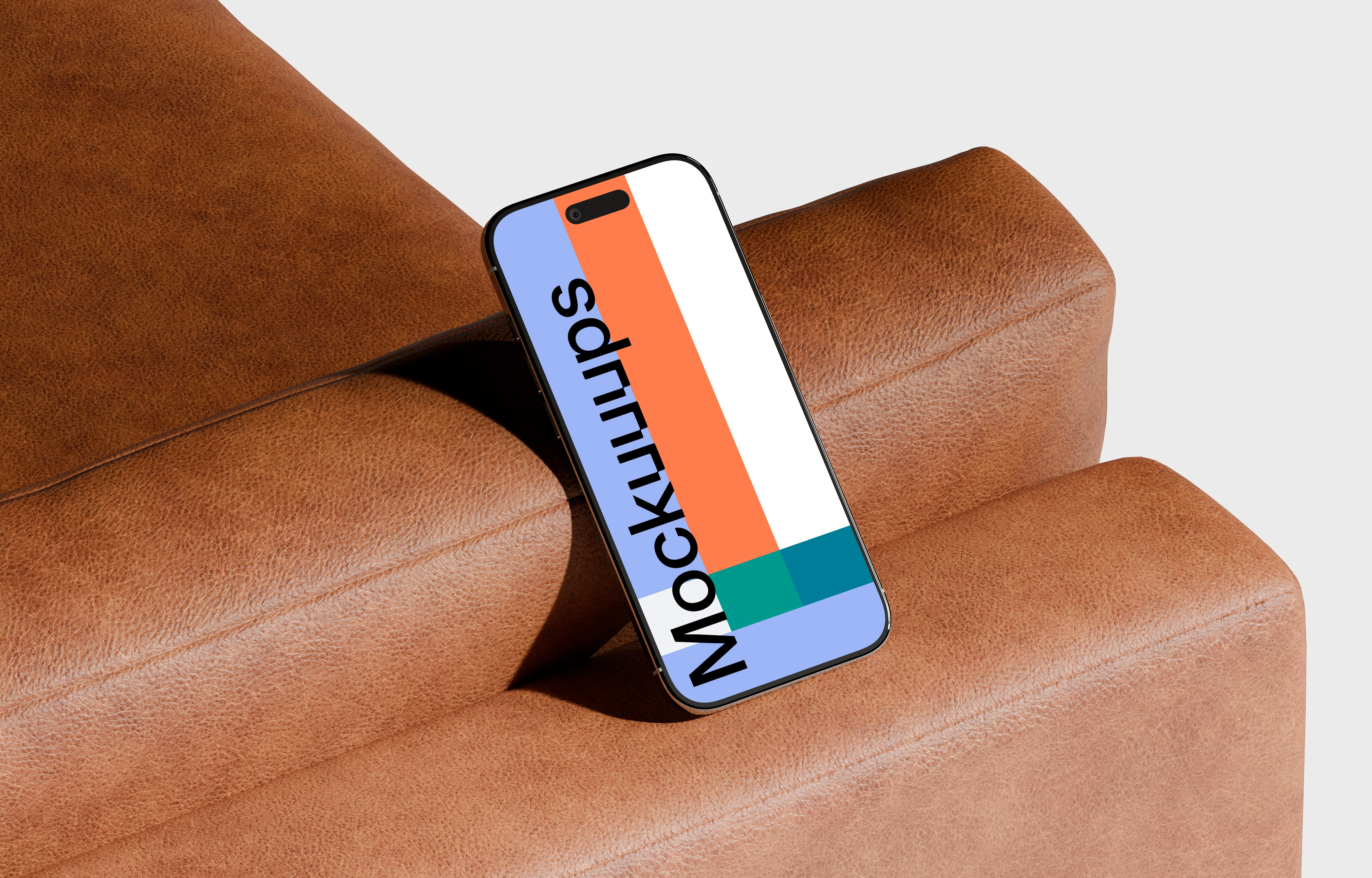 iPhone Air mockup on a leather armrest