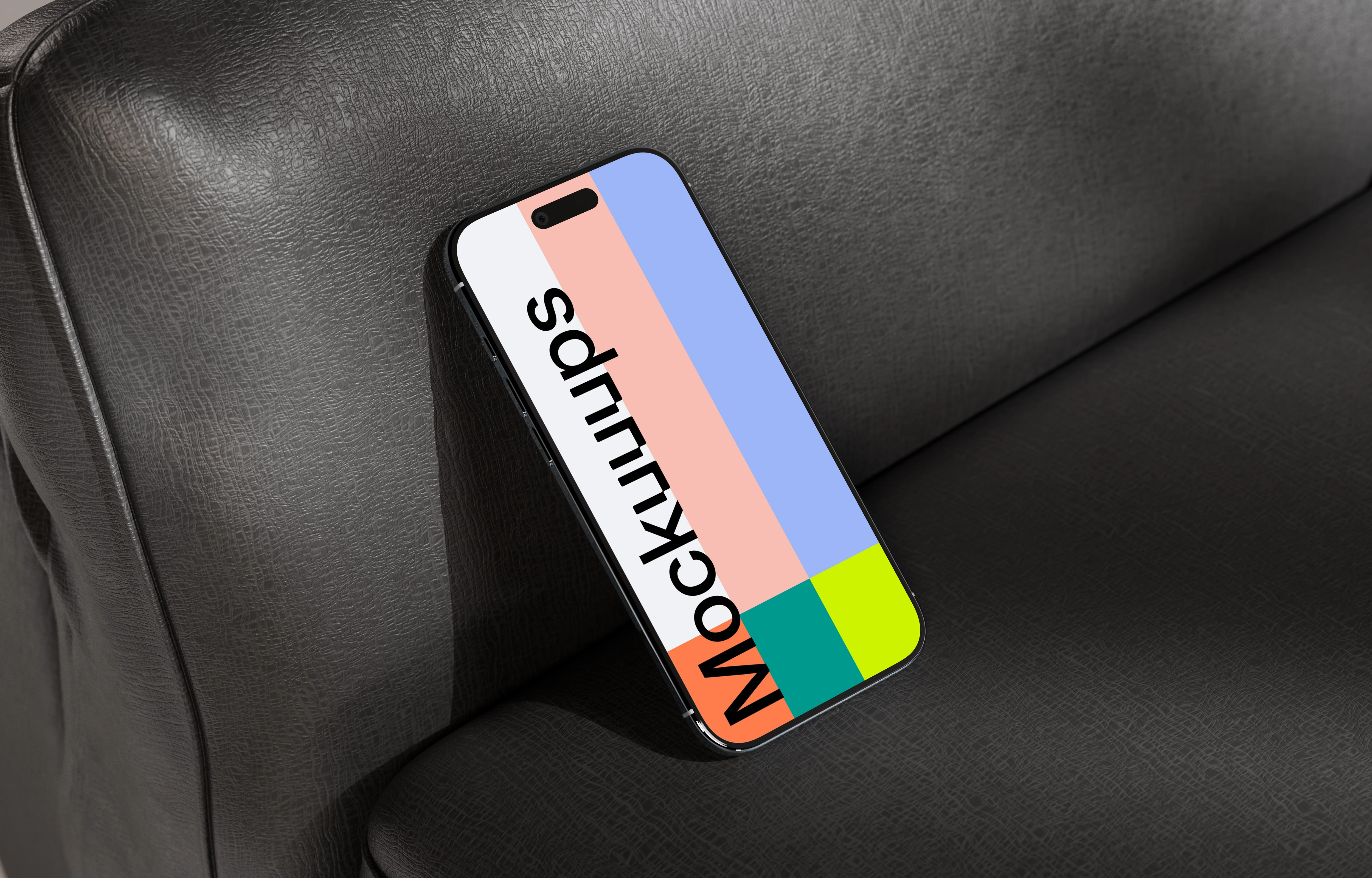 iPhone Air mockup on a leather sofa