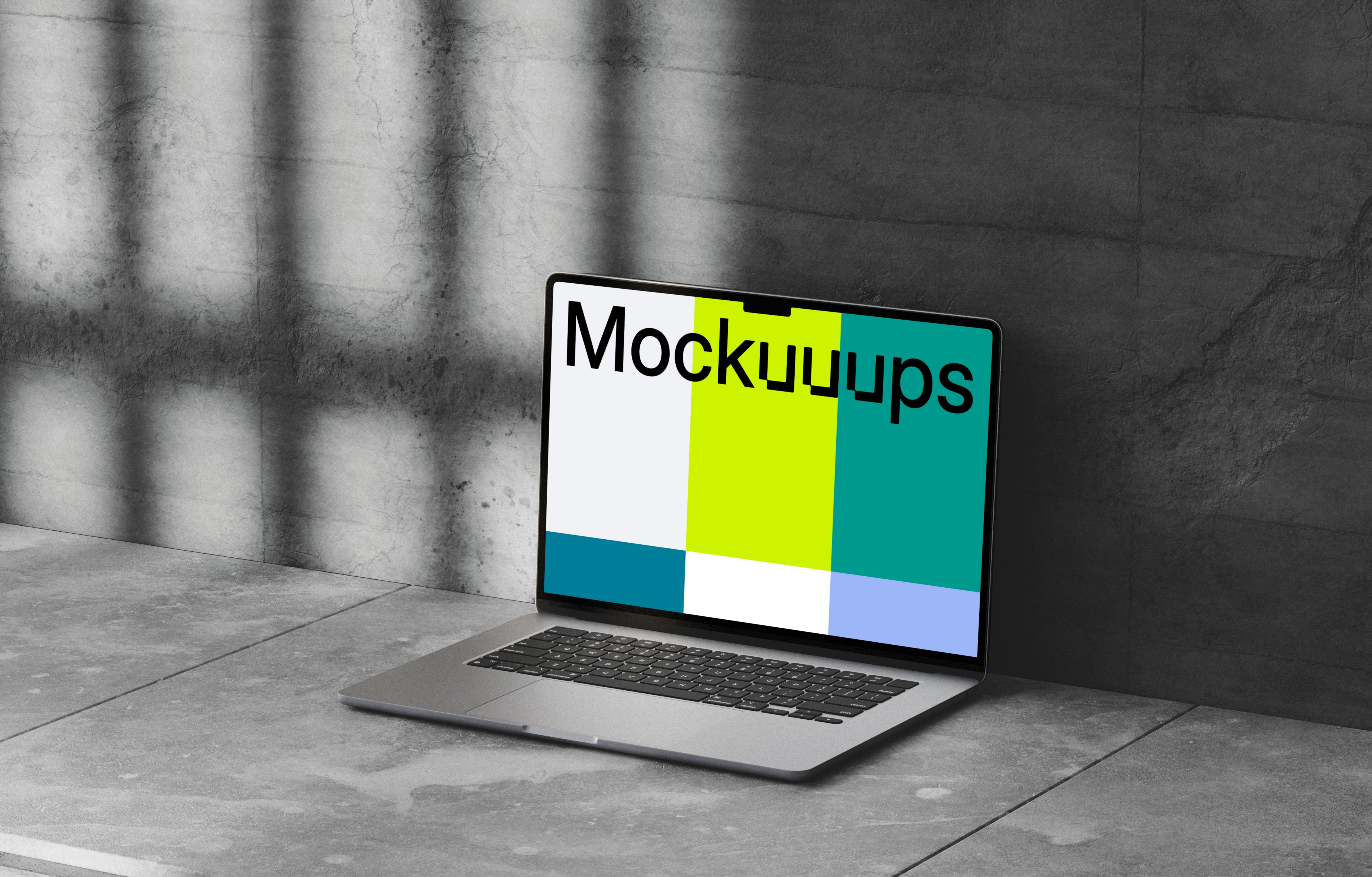 MacBook Air mockup on a concrete surface