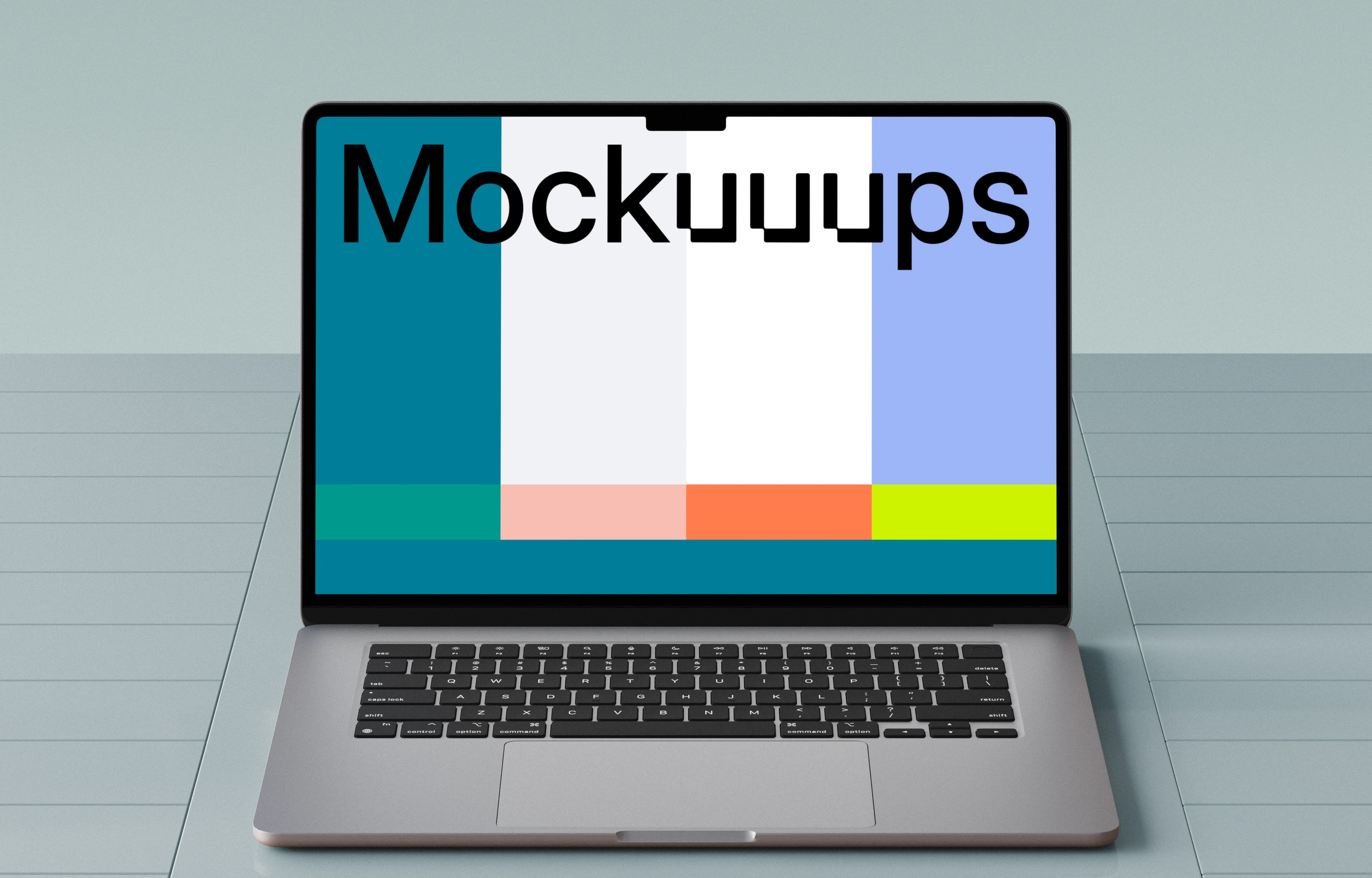 MacBook Air mockup on a glass surface