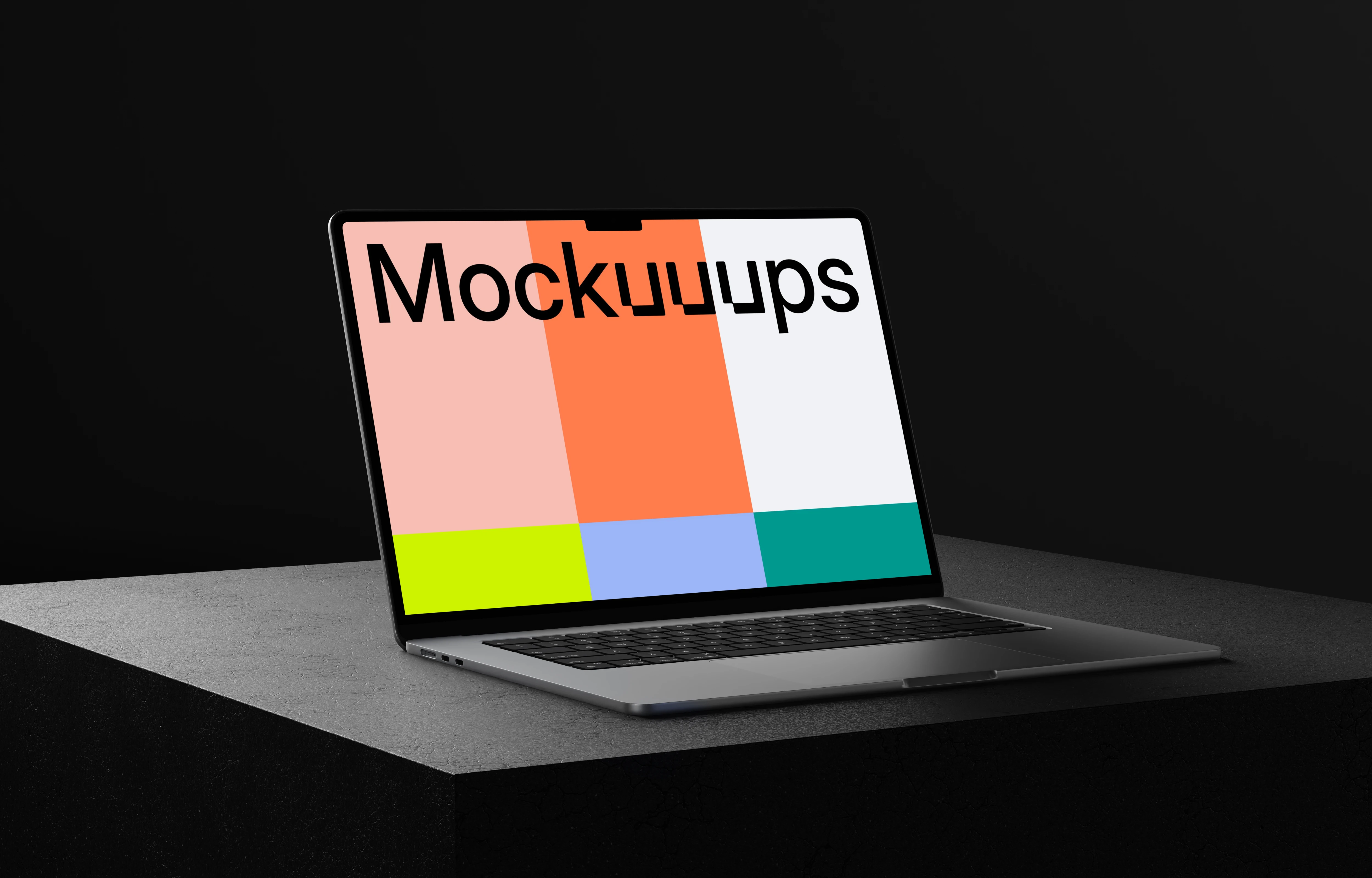 MacBook Air mockup on a textured dark surface